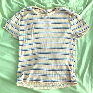 Blue and yellow striped tee
